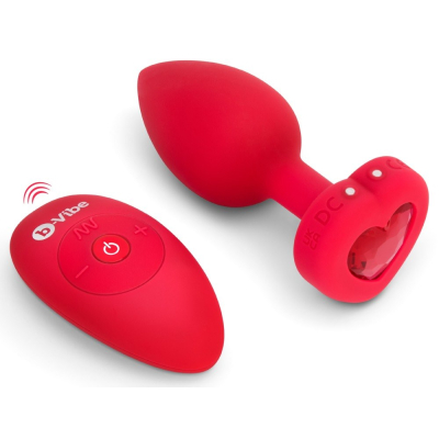 Vibrating Heart Plug M/L Red