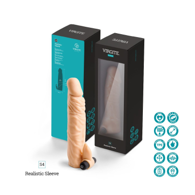REALISTIC PENIS SHEATH S4 FLESH 20 CM W/ VIBRATION