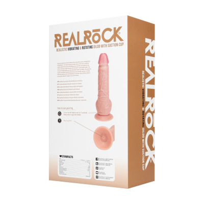 Vibrating and Rotating Straight Cock with Balls - 8 / 20,5 cm - Flesh