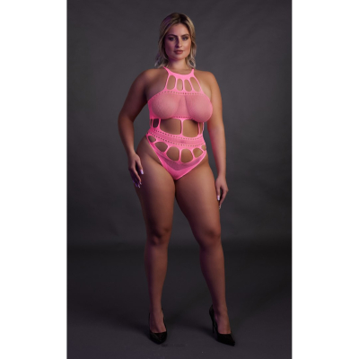 Body with Grecian Neckline - Plus Size - Neon Pink