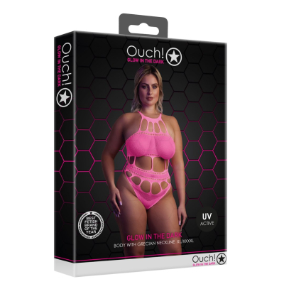 Body with Grecian Neckline - Plus Size - Neon Pink