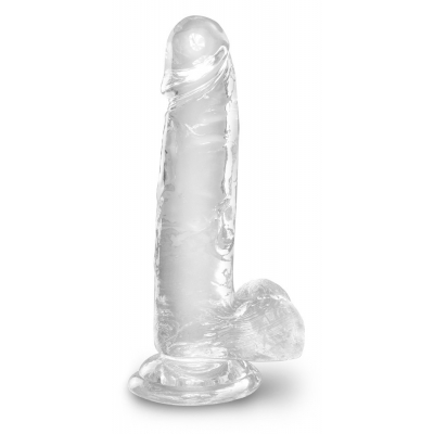 Żylaste Dildo King Cock Clear z jądrami 20,3cm