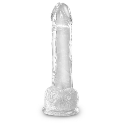 Żylaste Dildo King Cock Clear z jądrami 20,3cm