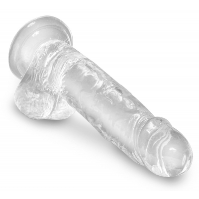 Żylaste Dildo King Cock Clear z jądrami 20,3cm