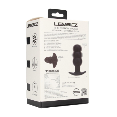 Tri Bulb Vibrating Silicone Anal Plug - Black