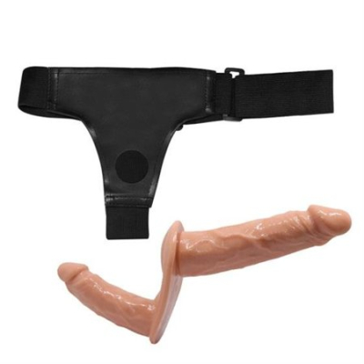 Uprząż Strap on elastyczny - Podwójne dildo 13,5cm LyBaile