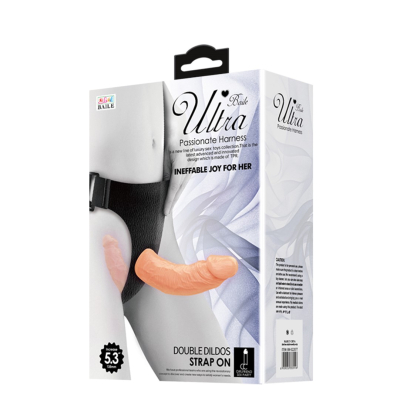 Uprząż Strap on elastyczny - Podwójne dildo 13,5cm LyBaile