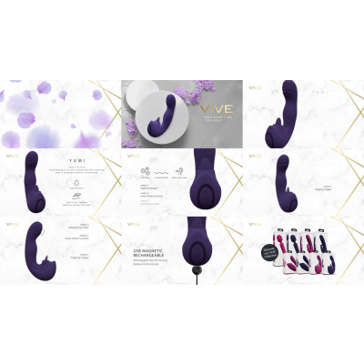 Yumi - Triple Motor G-Spot Finger Motion Vibrator and Flickering Tongue Stimulator - Purple