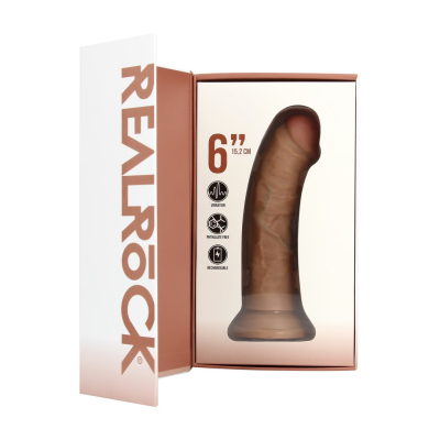 Vibrating Regular Curved Cock - 6 / 15,5 cm - Tan