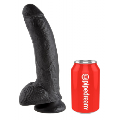 King Cock Dildo z jądrami 23cm Czarna maczuga