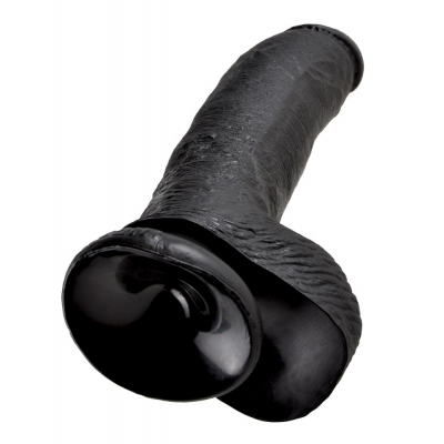 King Cock Dildo z jądrami 23cm Czarna maczuga