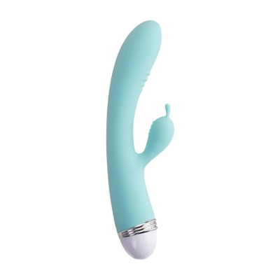 Vibrator with clitoral stimulator Flovetta by Toyfa Iris, silicone, mint, 22 cm