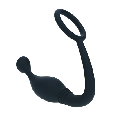 Silicone Cockring with Prostate Stimulator - M - Black