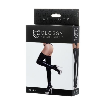 Pończochy Eliza Glossy Shiny Wetlook przylegające z koronką L TOYFA