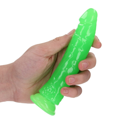 Slim Realistic Dildo with Suction Cup - Glow in the Dark - 6\'\' / 15,5 cm