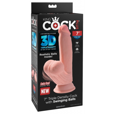 Dildo Jak żywe 3D z przyssawką 17,8 cm King Cock