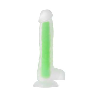 Dildo z przyssawką świecący zielony pogromca 22cm Toyfa