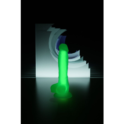 Dildo z przyssawką świecący zielony pogromca 22cm Toyfa