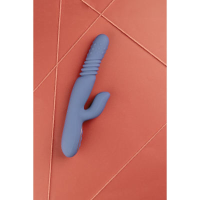 Warming Rotating Beads and Thrusting Rabbit Vibrator - Blue Nova
