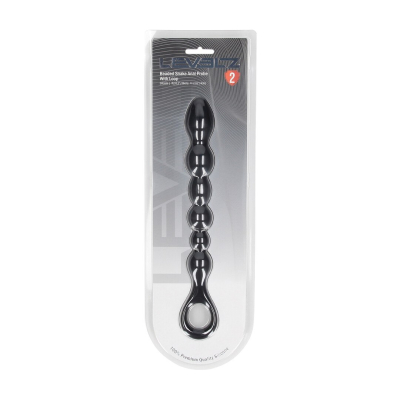 Beaded Snake Silicone Anal Probe with Loop - Black
