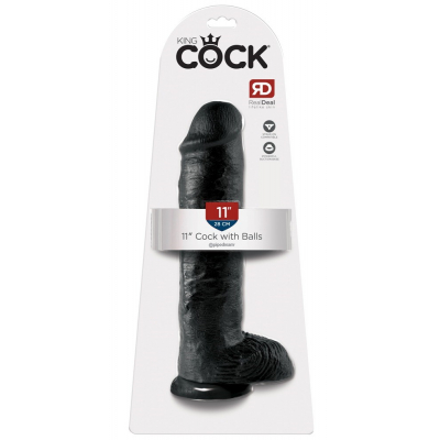 King Cock Czarne Dildo z jądrami 28cm