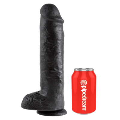 King Cock Czarne Dildo z jądrami 28cm