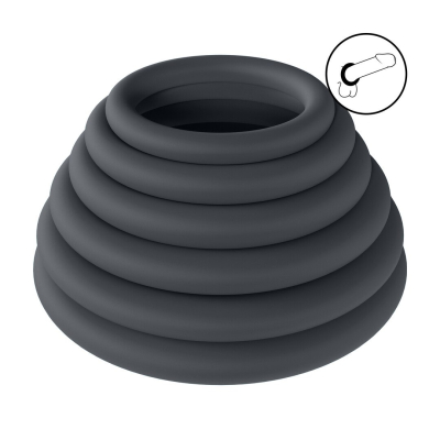 Classic Silicone Cockring Set of 6 - Black