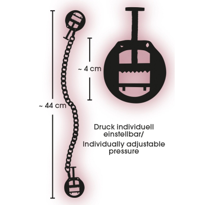 Zaciski na sutki śrubowe z łańcuszkiem 33cm