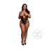 Lace Underwired Open Cup Bodysuit with Adjustable Sliders - Plus Size - Black
