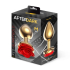 Golden Metal Anal Plug with Red Rose Base - Size M