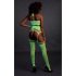 Two Piece with Crop Top and Stockings - One Size - Neon Green