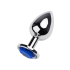 Silver anal plug TOYFA Metal with blue round-shaped gem