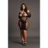 Contrast Net Long Sleeved Mini Dress - Plus Size