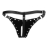 PU Leather Chastity Thong with Chain Detail - Black