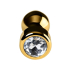 Gold anal plug TOYFA Metal with white round-shaped gem , length 7 cm, diameter 2-3,5 cm, weight 140 gr