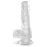 Dildo King Cock Clear z jądrami i przyssawką 17,8cm