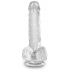 Dildo King Cock Clear z jądrami i przyssawką 17,8cm