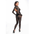 Koronkowy przylegający catsuit Enigma z gorsetem pod biustem XL Noir Handmade