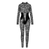 Koronkowy przylegający catsuit Enigma z gorsetem pod biustem XL Noir Handmade