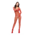 Seksowny bodystocking Misso kabaretki S-L z otwartym krokiem kabaretkowy czerwony