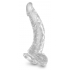 Zakrzywione Dildo King Cock Clear z jądrami 21,6cm