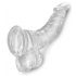 Zakrzywione Dildo King Cock Clear z jądrami 21,6cm