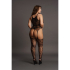 Lace Suspender Bodystocking with Round Neck - Plus Size