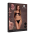 Keyhole Mesh Bra with Double Back Straps and Adjustable Sliders - One Size - Black