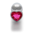 Heart Gem Butt Plug - Large - Silver/Rubellite Pink