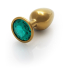 Round Gem Butt Plug - Small - Gold/Emerald Green
