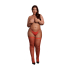 Shimmering Thigh High Stockings - Plus Size - Red/Gold Glitter