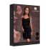 Open Back Silk Dress with Criss Cross Details and Slit - One Size - Black