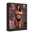 Strappy Open Cup Body Harness with Garters - Plus Size - Black