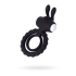 JOS GOOD BUNNY, Penis vibrating ring, silicone, black, 9cm